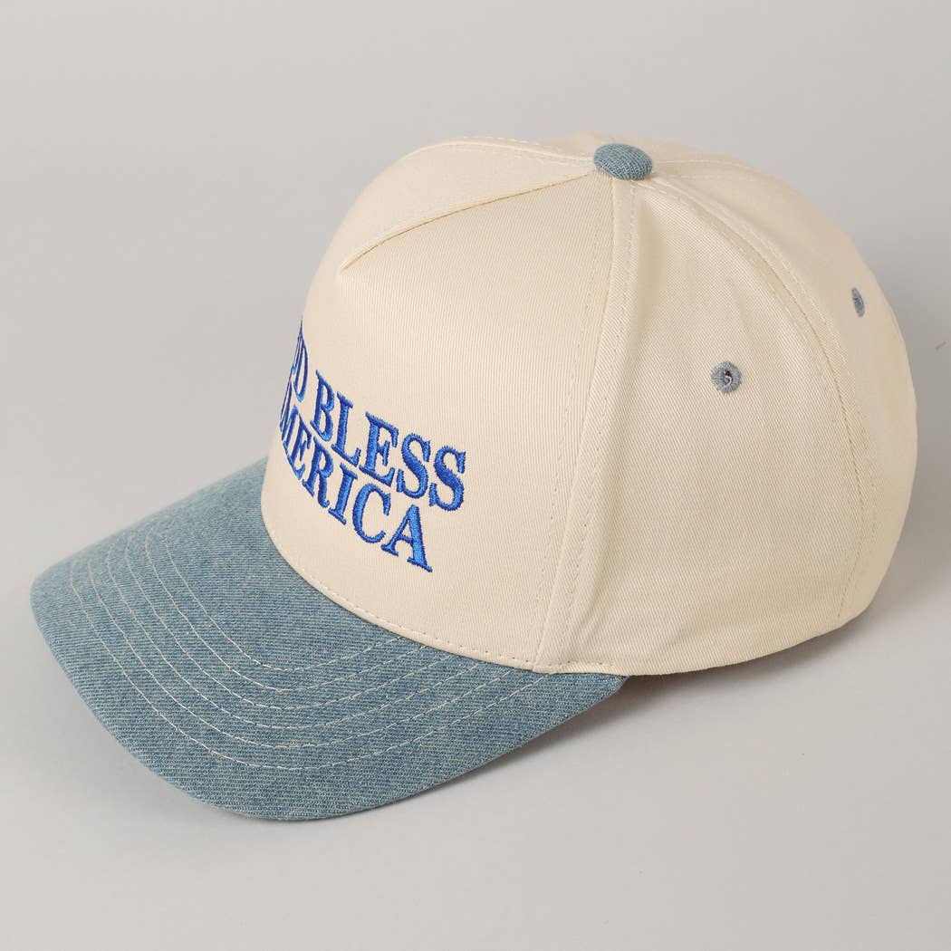 Fashion City - Wholesale Baseball Cap - Unisex - God Bless America Embroidered Two-Tone Canvas Cap14
