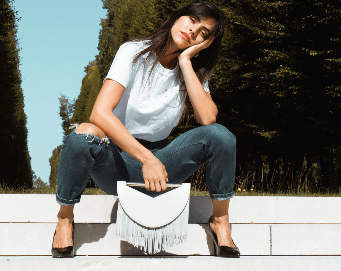 SAS ASPARO - Wholesale Crossbody Bag - Women's - Rio Collection: Pearl (grey and white fringes)3