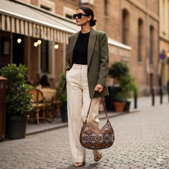 Sac à bandoulière Chiqueva en toile et cuir pour la vente par Hopofly Bags