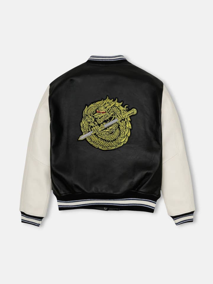 Dune Varsity Dragon Jacke aus veganem Leder für den Großhandel von Wleti