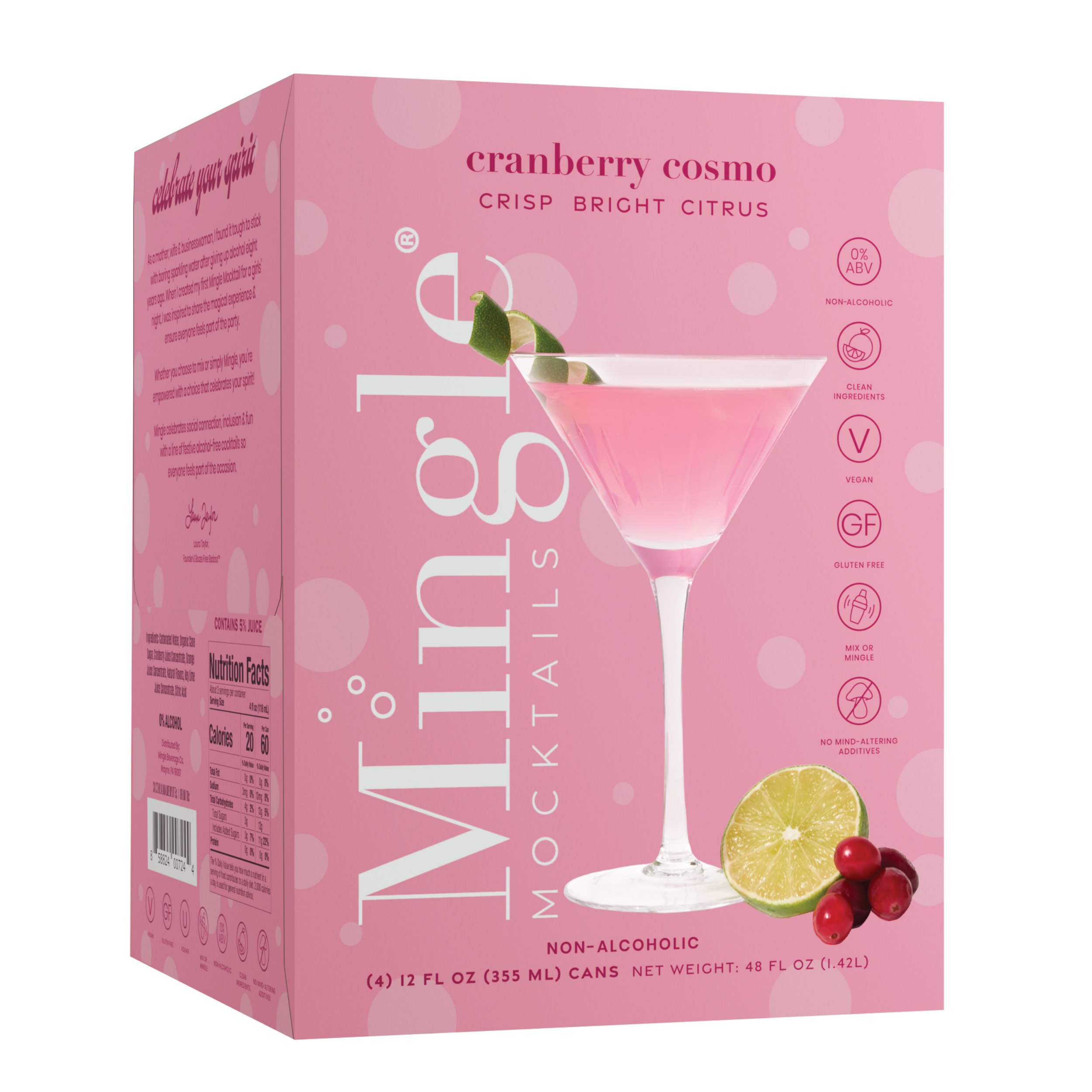 Mingle Mocktails - Wholesale Non-Alcoholic Aperitif/Mocktail - Cranberry Cosmo Sparkling Mocktail (6 x 4pk)1