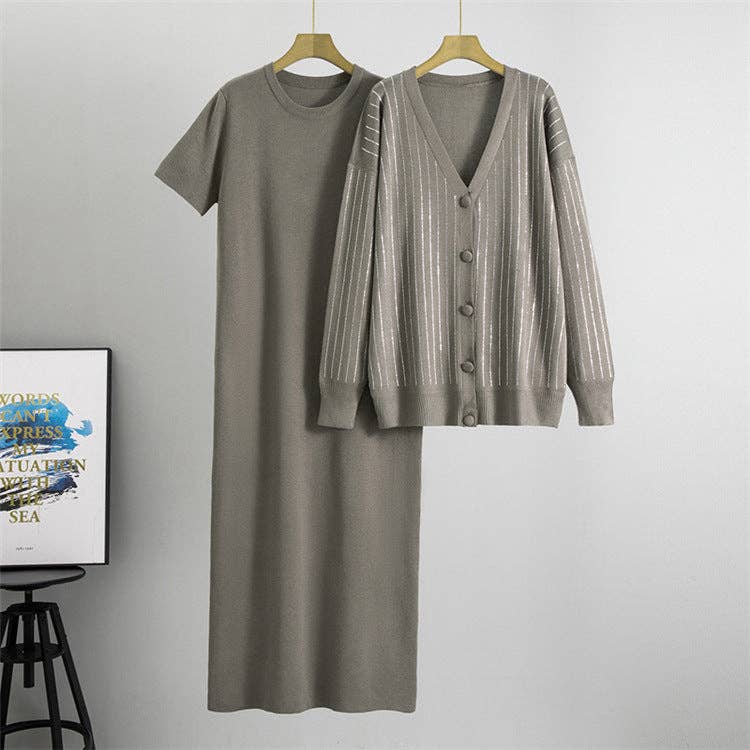 Marayn - Vente Robe – femme - Ensemble robe en maille avec cardigan et strass chic pour femmes8