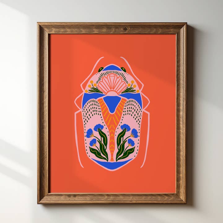 "Folk Art Beetle" 8" x 10" Giclée Art Print for wholesale by Tara Reed
