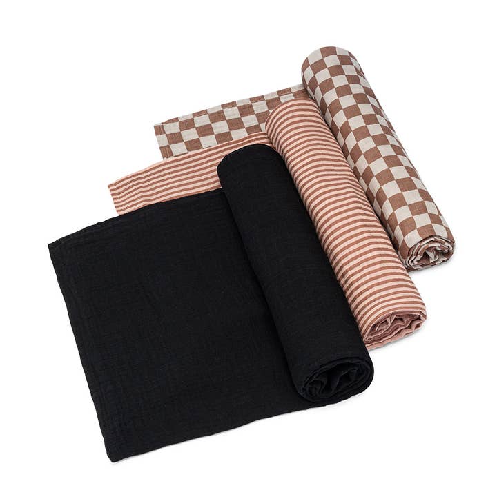 Rosewood Swaddle Set for wholesale by Parker Baby Co.