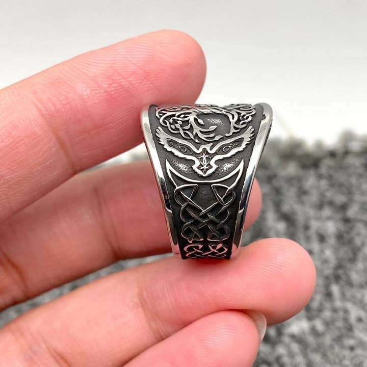 Mio Queena - Wholesale Signet Ring - Viking Celtic Knot Tree of Life Stainless Steel Ring - MJ/MR1