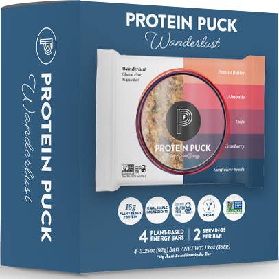 Protein Puck - Wholesale Snack Bar - Wanderlust Multi-Pack (Peanut Butter, Cranberry) (4- 3.25oz)