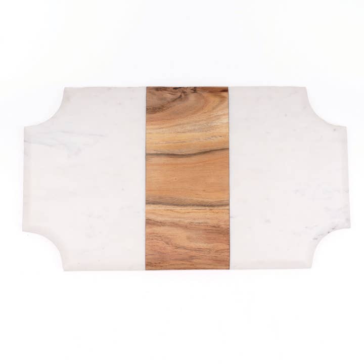 8 Oak Lane – Großhandel Serviertabletts – Abgeschrägtes Servierbrett aus Marmor und Holz