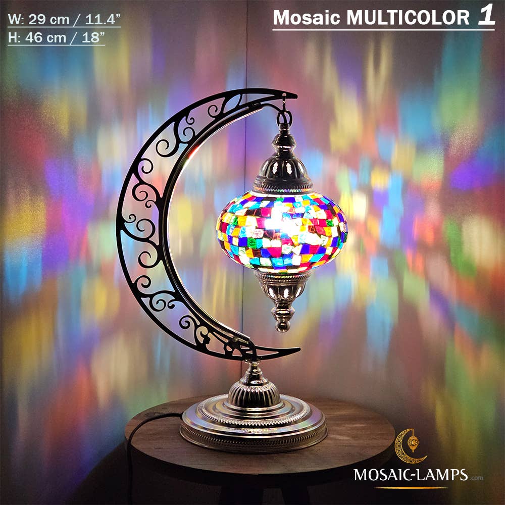 Mosaic Lamps - Vendita all'ingrosso Lampada da scrivania/d'accento - Lampada da scrivania Turkish Moon in argento, luci ad arco marocchine, Murano C37