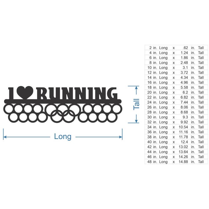 Jess and Jessica - Wholesale Dimensionele/3D-muurkunst - Medailledisplay voor sportmedailles en teamcadeau I Love Running3