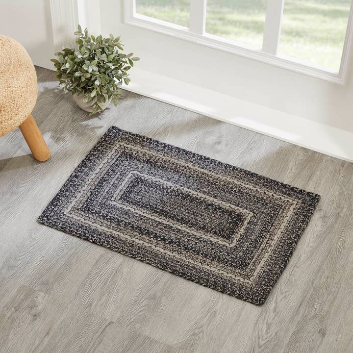 VHC Brands - Wholesale Door Mat - Sawyer Mill Black White Jute Rug Rect 20x30