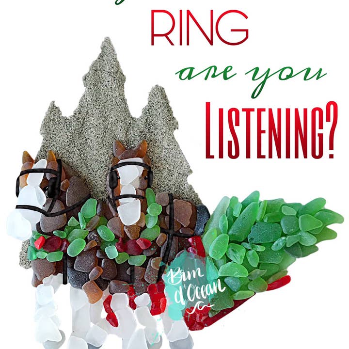 Sleigh Bells ring Sea Glass kerstkaart, Kerstmis voor wholesale door Brin d’Ocean