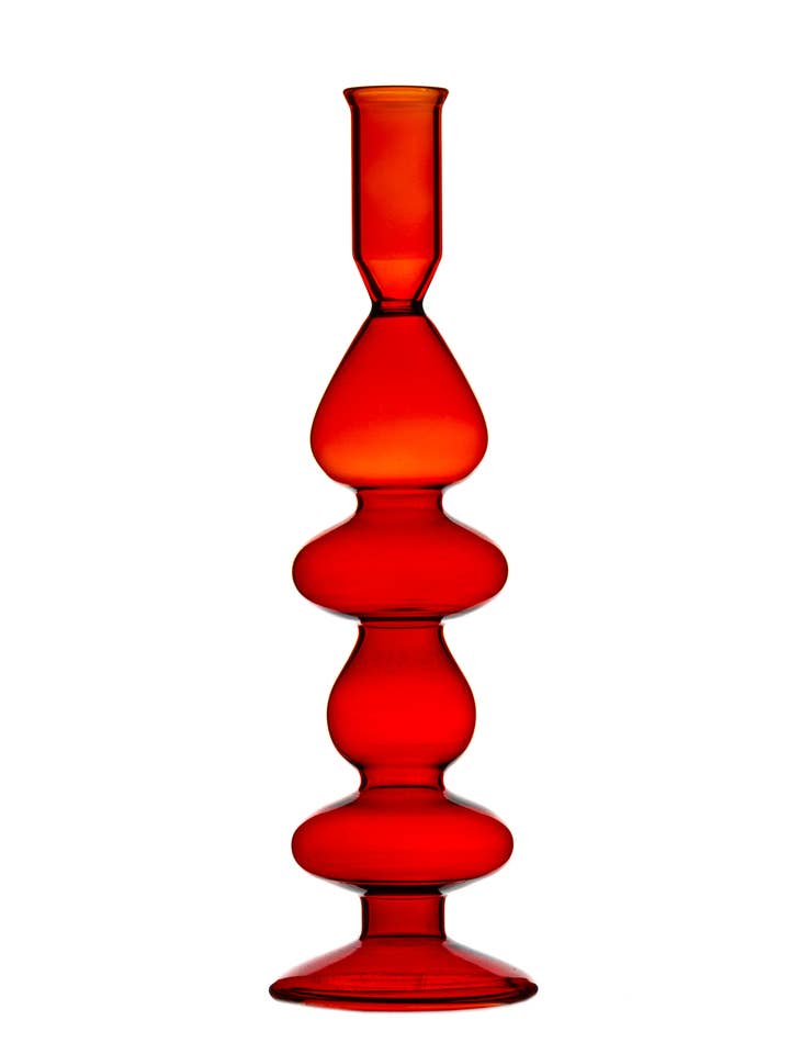 Berry Red Lg. Candlestick for wholesale by Shoeless Joe Ltd
