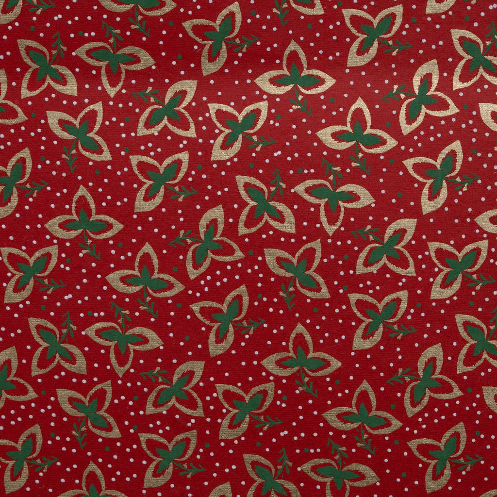 Bollywood Christmas - Vendita all'ingrosso Carta da regalo in fogli - Fogli di carta regalo con motivo tri-foglio rosso1