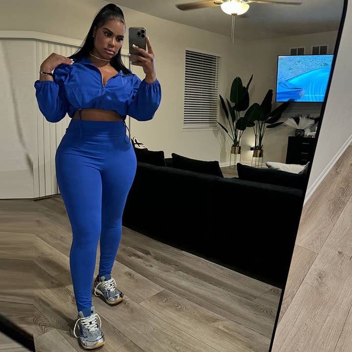 Lily Clothing - Wholesale Top & Pant Set (NOT Loungewear) - Women's - Drawstring Crop Top High Waist Skinny Pants Set14