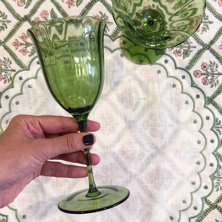 Duggan Society - Venta al por mayor Vaso/copa - Vasos de agua de color verde lirio (juego de 4)
