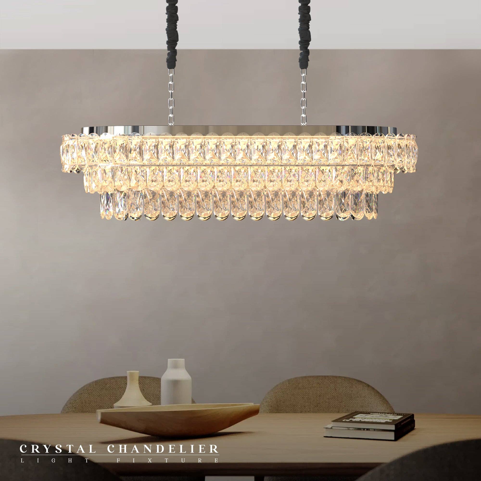 Ledsone - Vente Lustre/Suspension - Lustre de plafond en forme de goutte ovale en cristal ~54241