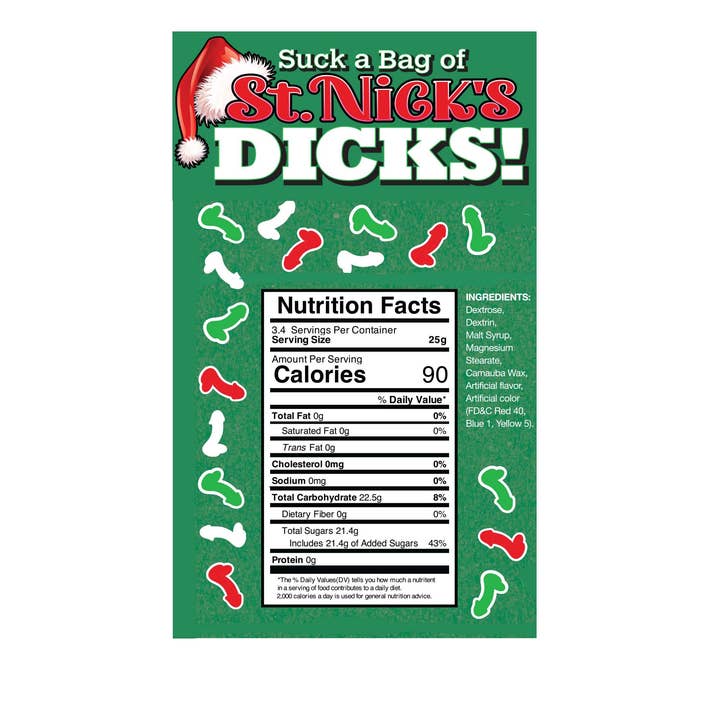 Little Genie Productions - Wholesale Gag Gift/Novelty Gift - Suck a Bag of St. Nicks Dicks Candy - 3oz Bag