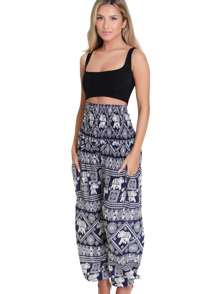 Assorted Boho Elephant Print Pants THP-9117 for wholesale on Faire0