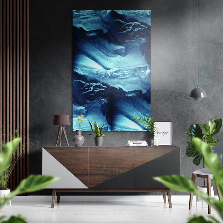 Abstract Waves Brushed Aluminium Dibond Wall Art for wholesale by Insigne