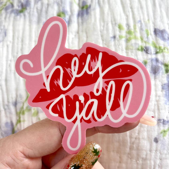 Stickers by Saylor - Wholesale Sticker - Hey Y’all Lipstick Kiss Southern Girl Vinyl Sticker0