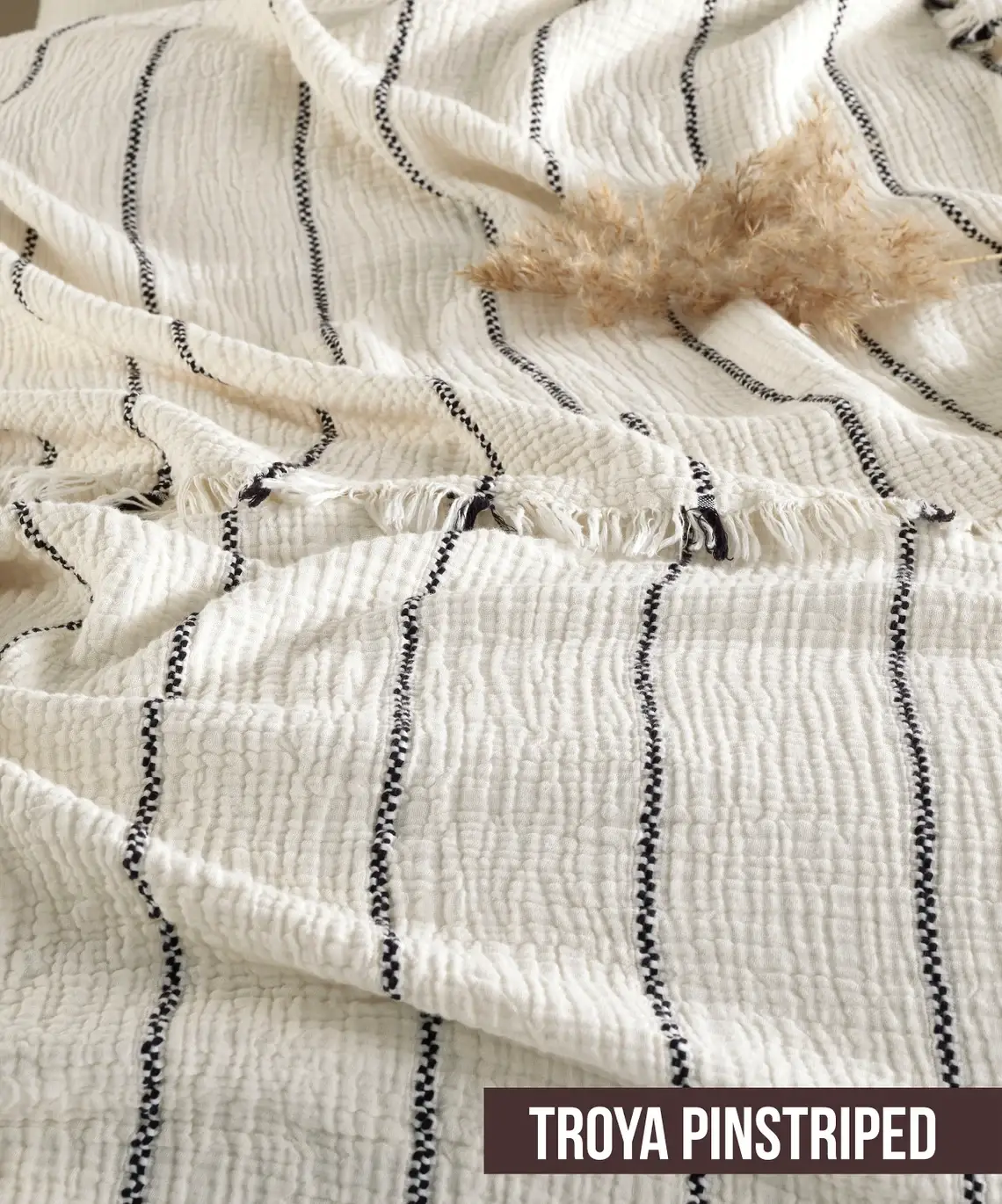 Aseel Buy Good – Großhandel Überwurfdecke – Musselin-Wurfdecke Übergröße Organisch Französisch Gestreift7