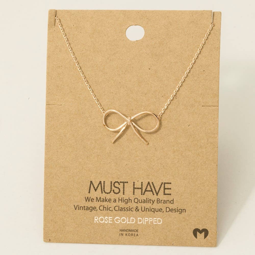 Fame Accessories - Wholesale Pendant/Charm Necklace - Gold Dipped Bow Tie Pendant Necklace3
