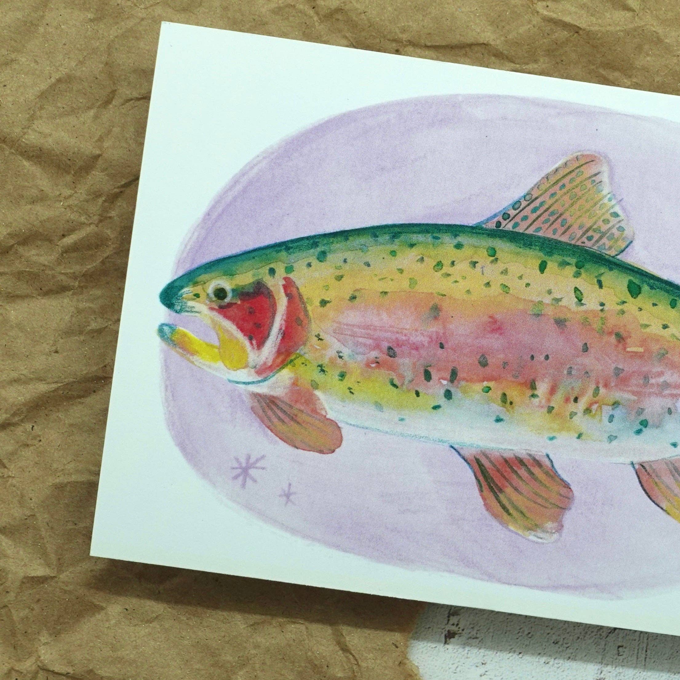 Fun Gal Studio - Wholesale Art Print - Rainbow Trout - Postcard / Mini Art Print1
