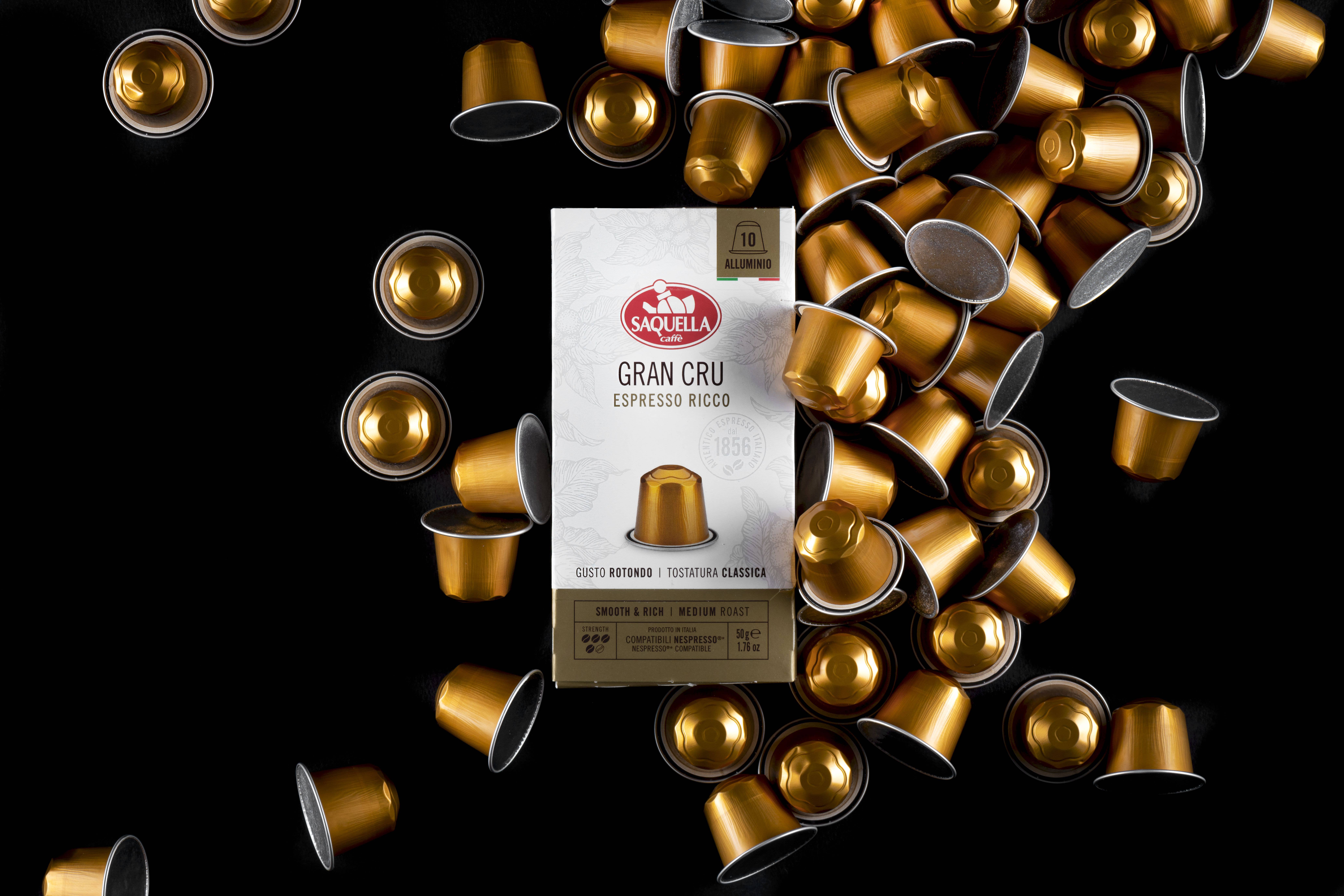 Saquella 1856 SRL – Großhandel Kaffeebohnen – Grand Cru Kapseln, 10 Stück Aluminium, kompatibel mit Nespresso® Maschinen6