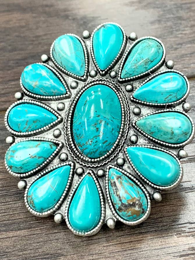 750326, Very-Big Navajo Turquoise Adjustable ring for wholesale by ISAC Trading Inc