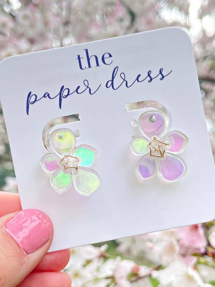 STATEMENT OORBELLEN MET BLOEMENPRINT voor wholesale door The Paper Dress