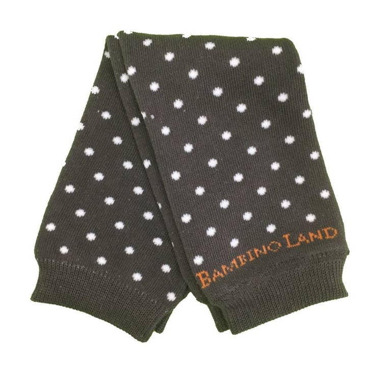 Scaldamuscoli per bambini marroni con pois bianchi per la vendita all'ingrosso da parte di Bambino Land