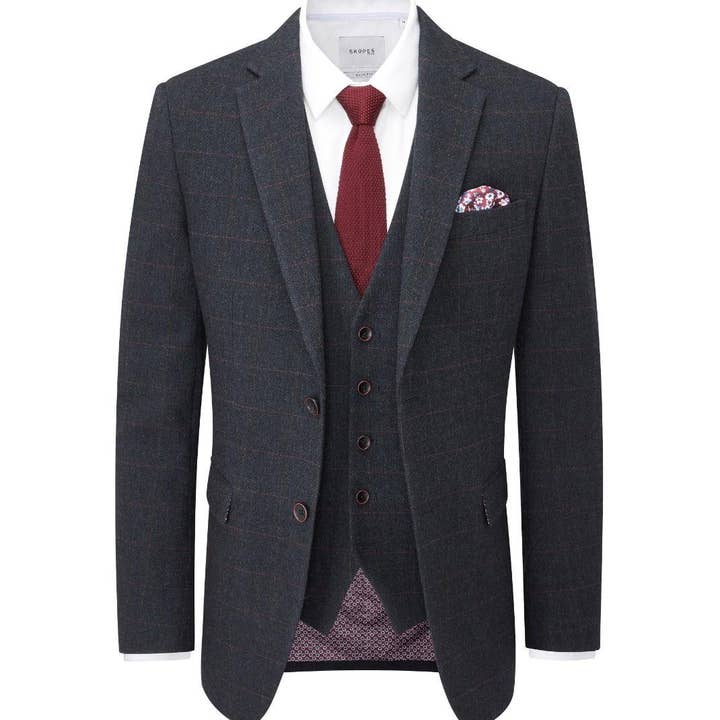 Skopes Tailored Fit Suit Jacket Aiken in Navy Size 52 to 62 for wholesale by Brooklyn Big & Tall