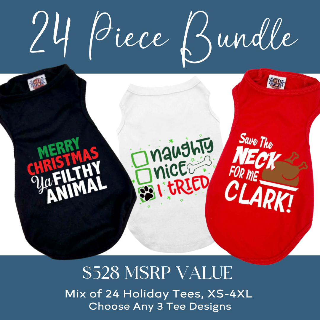 House of FurBaby - Wholesale Pet Costume - Cat/Dog - Pet Holiday Tee & Bandana Bundles-24 Pieces $204, $528 MSRP 0