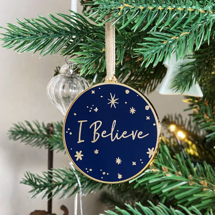 Clara and Macy - Wholesale Ornament - I Believe Enamel Christmas Tree Decoration