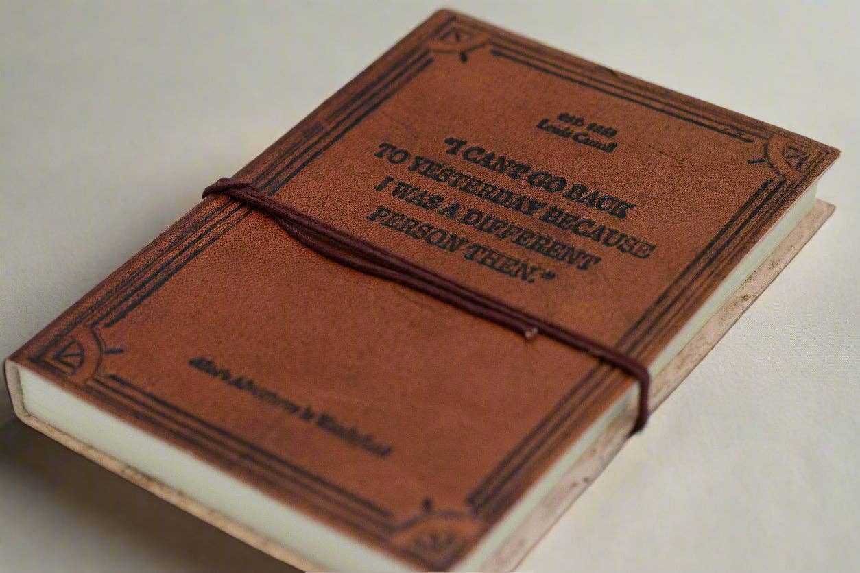 Soothi | Containers Of Creativity - Wholesale Journal/Diary - Alice In Wonderland Leather Journal - "I Can't Go Back to Yesterday" Quote5