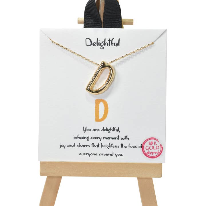 18K Gold Dipped Delightful initial puffy bubble necklace for wholesale by SOPHIA WHOLESALE