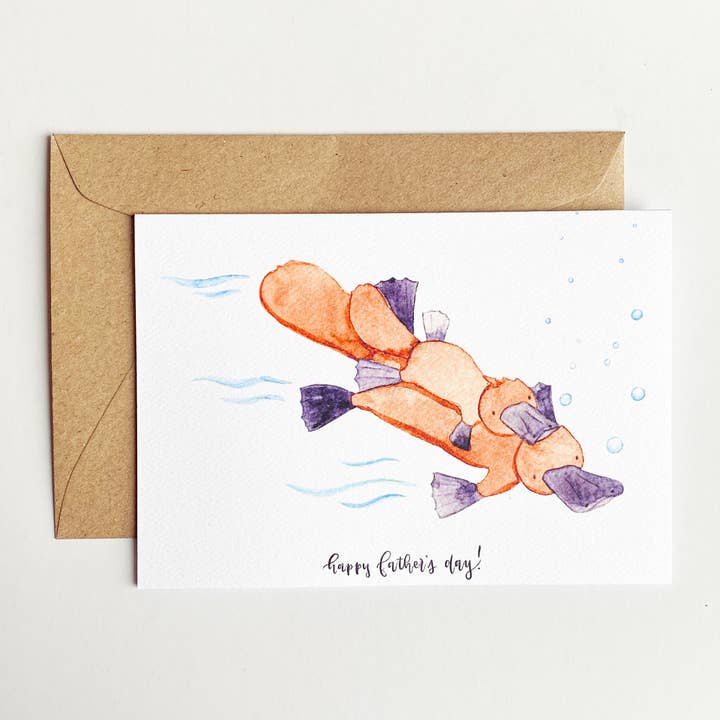 Carte de fête des pères Platypus pour la vente par The Wattle Studio