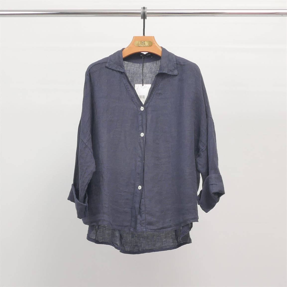Cecile Wang - Wholesale Button Down Shirt - Women's - Open collar linen shirt YX893034