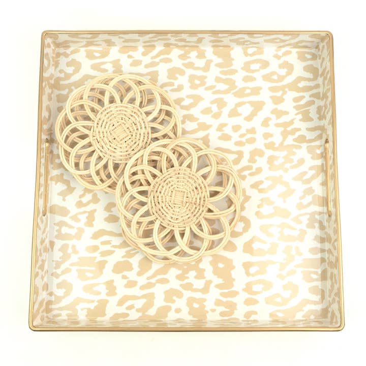 8 Oak Lane - Wholesale Serving Tray - Natural Leopard Square Tray