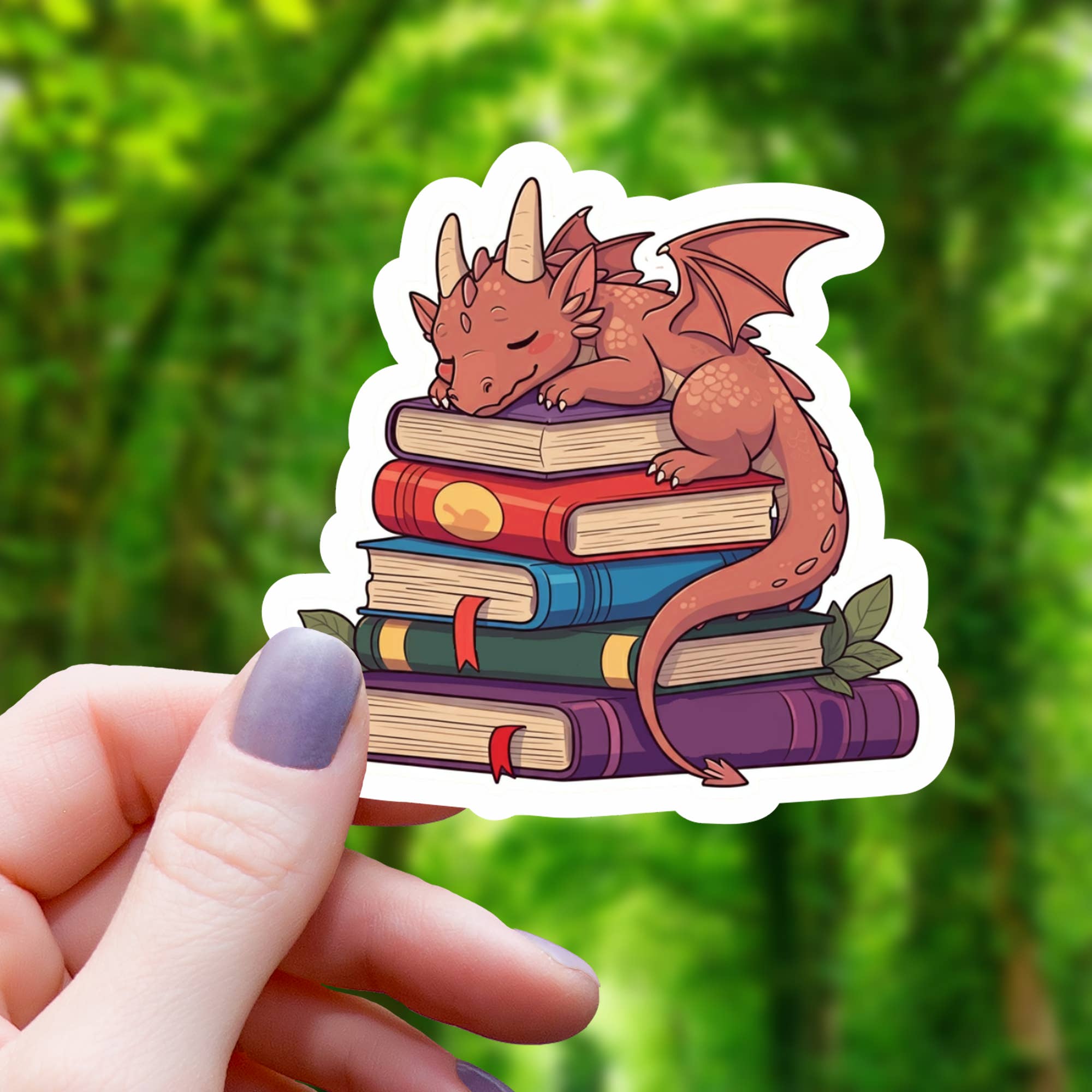 Mimic Gaming Co - Wholesale Sticker - Dragon Sleeping on Pile of Books Sticker - 3"