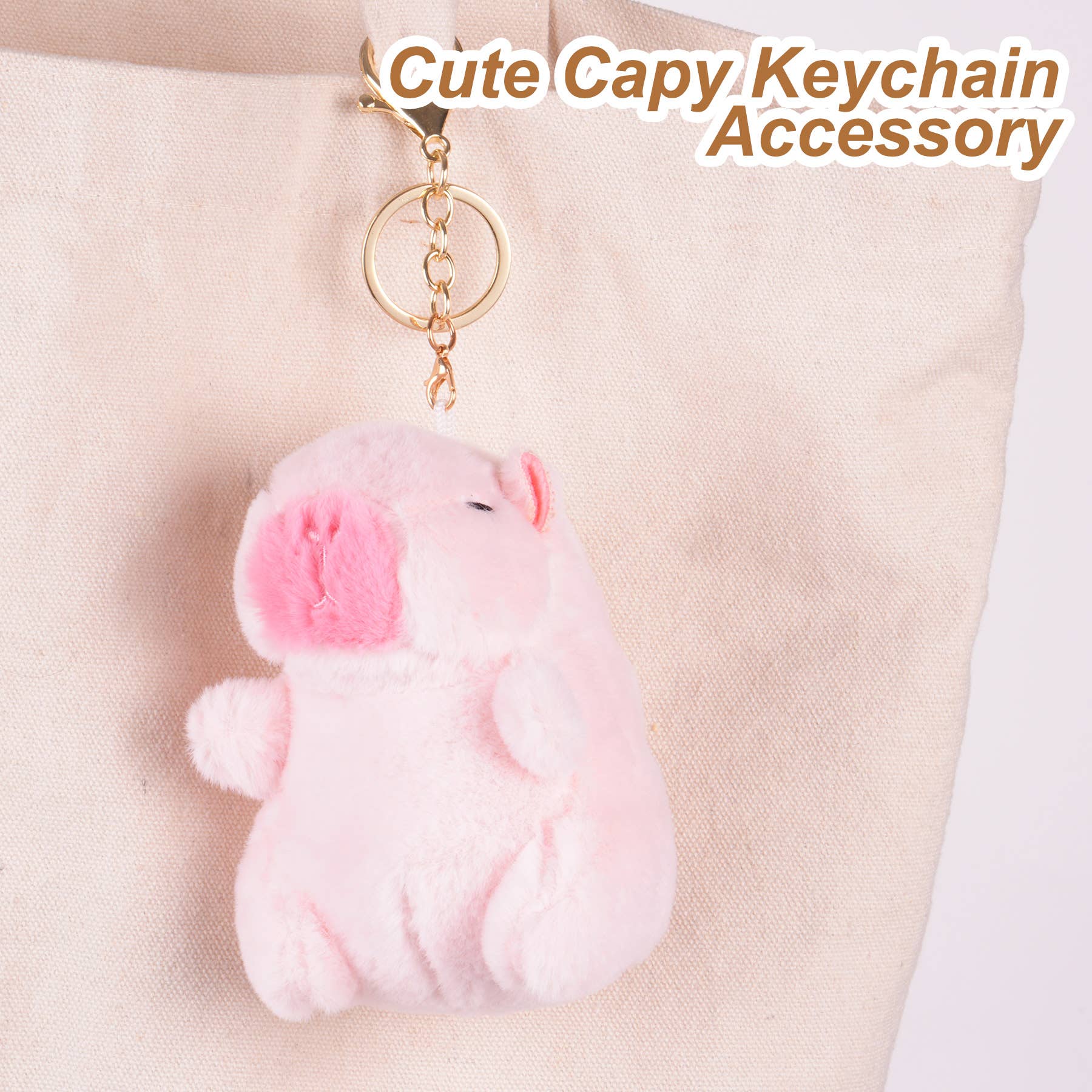 CapyFun – wholesale Nyckelringar - Dam – Söt Capybara rosa plysch nyckelring6