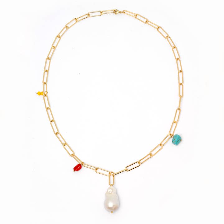 Halskette mit goldfarbenen Gliederperlen für den Großhandel von OIYA