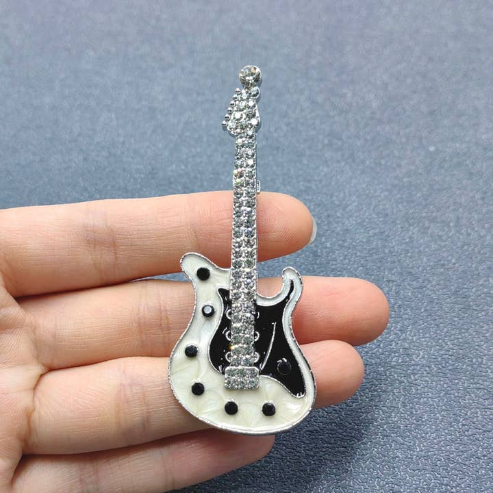 Mio Queena - Wholesale Brooch - Rhinestone Enamel Rock and Roll Guitar Brooch