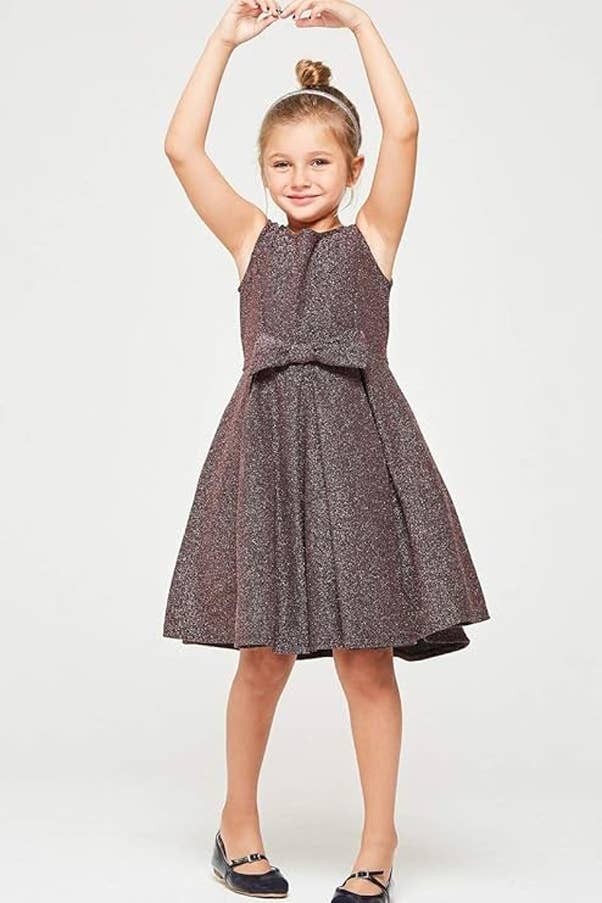 iGirlDress - Wholesale Dress - Kids - Girls Metal Glitter Knit Pleats Skirt Holiday Dress 4-165