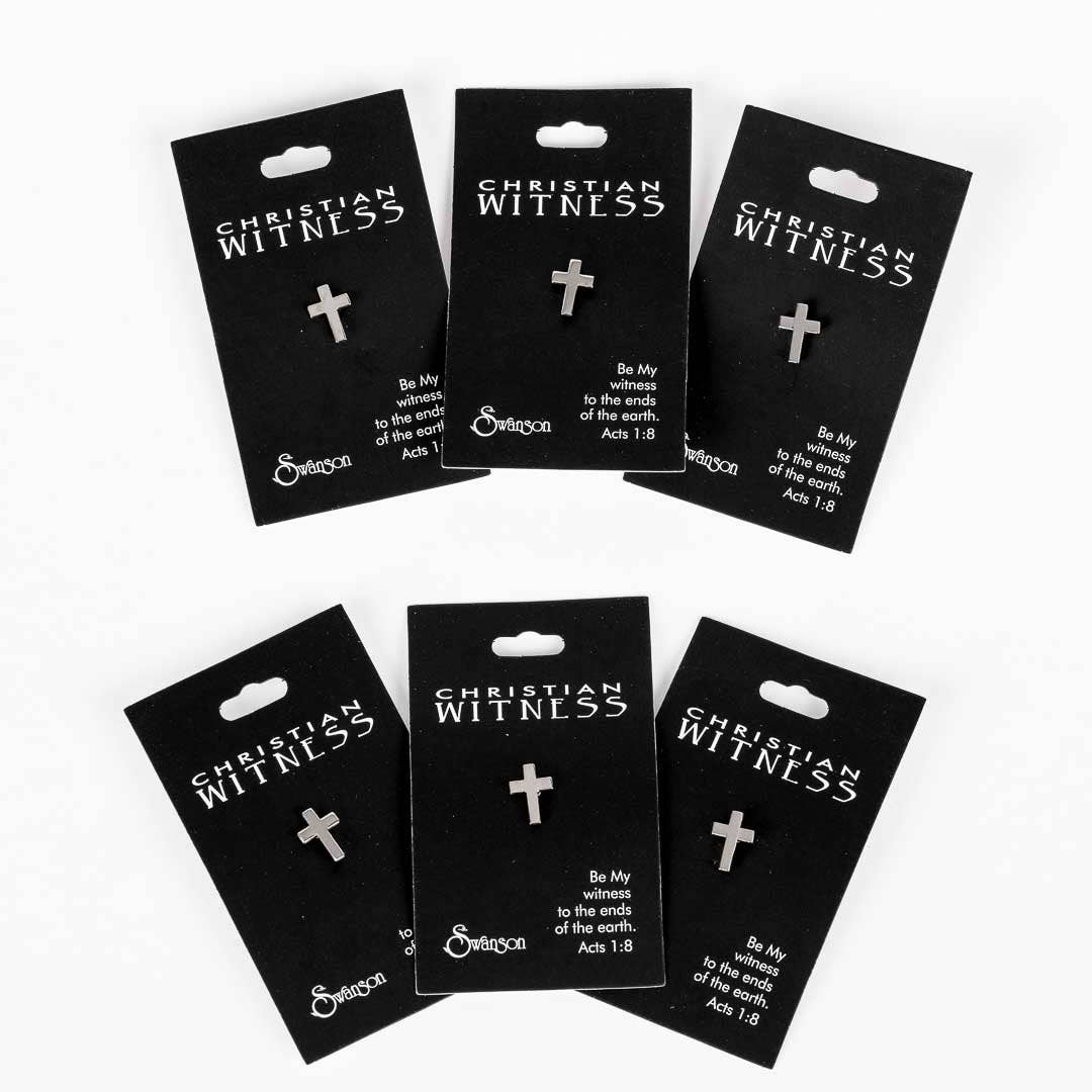 Swanson Christian Products - Wholesale Lapel Pin/Button - Lapel Pin Cross Silver 1/2In - Pack of 64