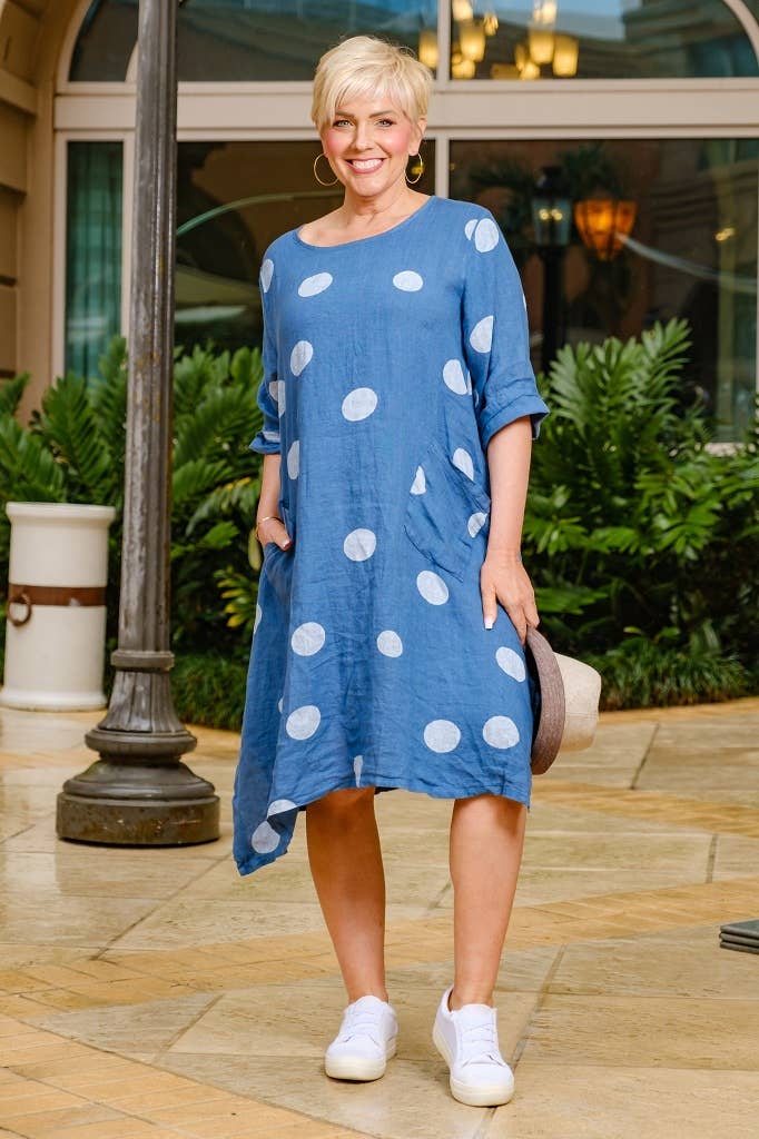 TINA Stephens Italy/Tees By Tina - Vendita all'ingrosso Vestito - Donna - Abito tascabile a pois di aprile (DSS165)5