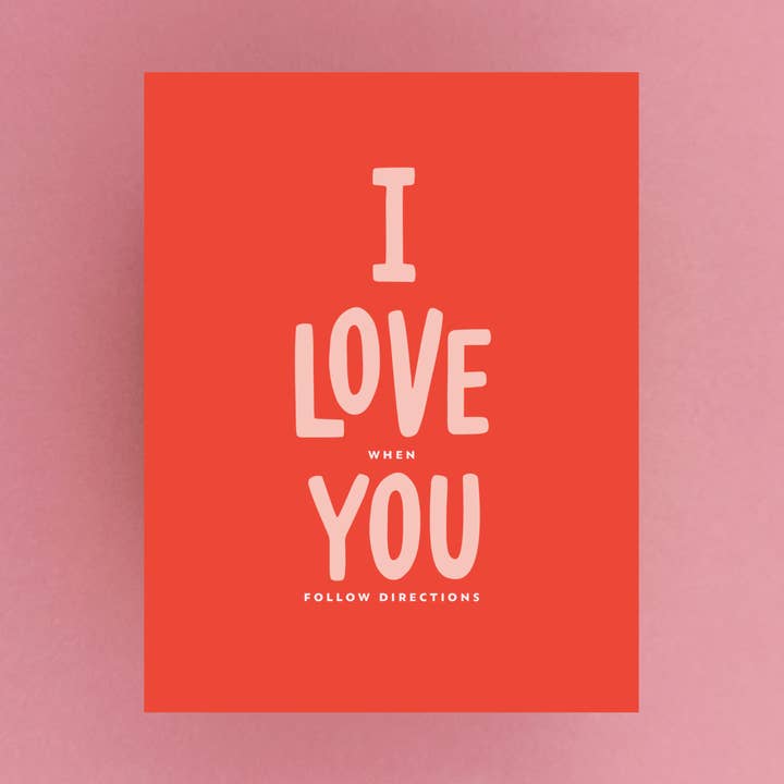 I Love You When You Follow Directions | Funny Love Card for wholesale by Friendly Fire Paper