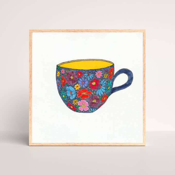 Colorful Tea Cup Giclée Art Print for Kitchen Decor for wholesale by Neptune Paper