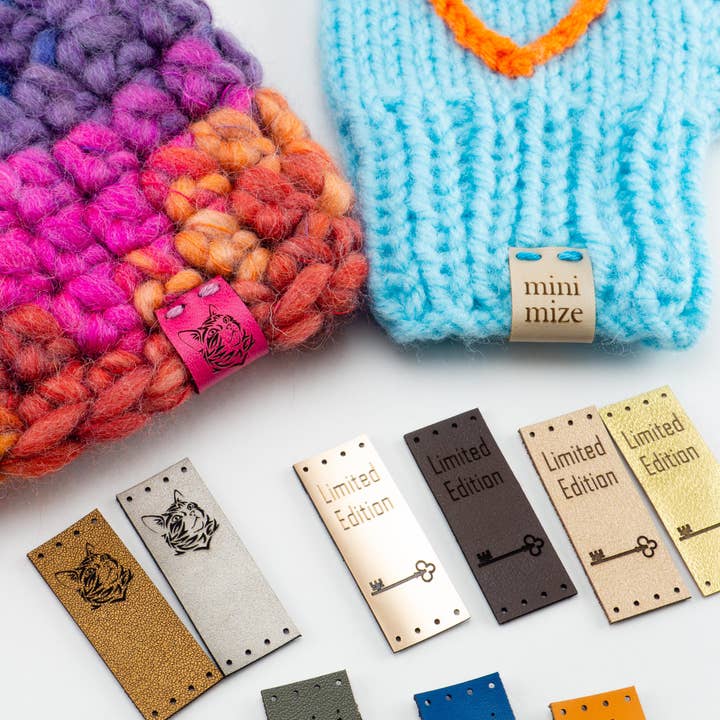 minimize custom tags - Wholesale Gift Tag Label - Custom Small Folding Faux Leather Branding Tags - 15mm - C3
