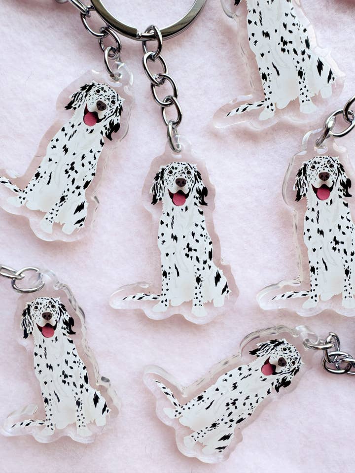 English Setter Keychain for wholesale by Our Cheery Corner
